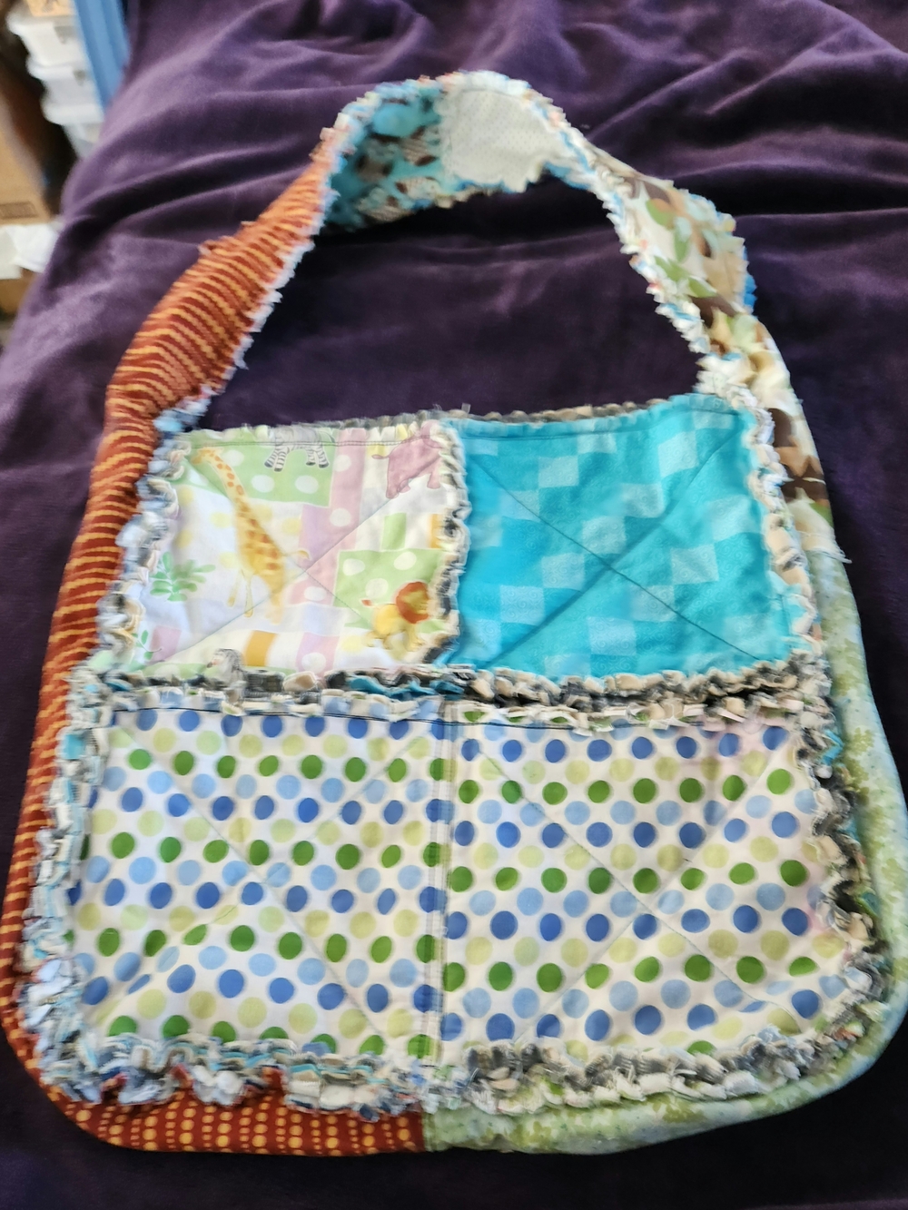 NEW! Handmade Quilted Rag Tote Bag with Animal Prints SEE NOTE